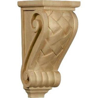 Ekena Millwork 4.5-in x 10-in Red Oak Basket Weave Wood Corbel