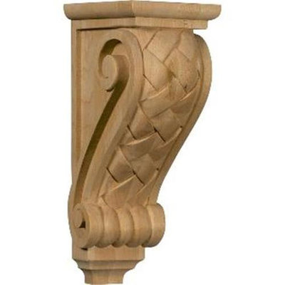 Ekena Millwork 5-in x 14-in Alder Basket Weave Wood Corbel