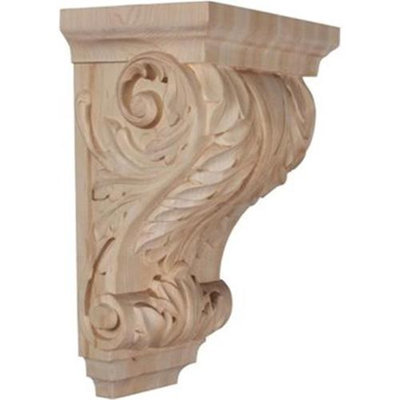 Ekena Millwork 8.5-in x 14-in Cherry Acanthus Wood Corbel