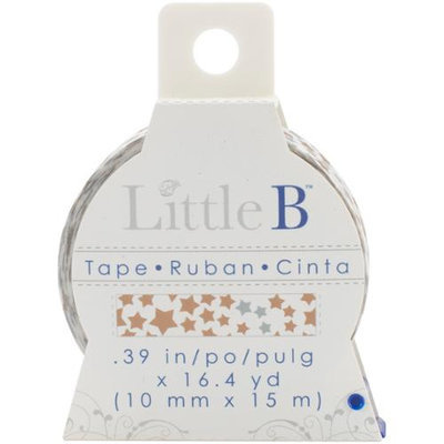 Little B LBT8mm-022 Little B Decorative Paper Tape 8mmx15m-Silver & Gold Stars