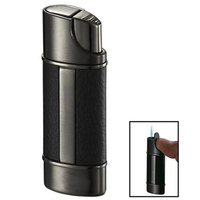 Visol Piccolo Leather & Gunmetal Wind-Resistant Jet Flame Lighter
