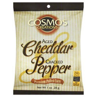 Cosmos Creations Gluten Free Premium Puffed Corn Aged Cheddar & Cracked Pepper 1 oz