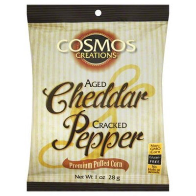 Cosmos Creations Gluten Free Premium Puffed Corn Aged Cheddar & Cracked Pepper 1 oz