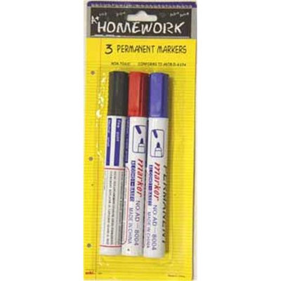 Ddi Permanent Markers - 3 pack - black, red, blue(Case of 48)