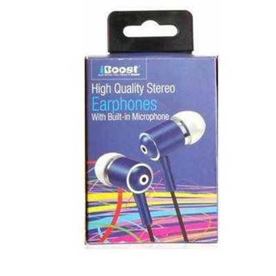 iBoost EPM4420BL Earphones With Built In Microphone & Metal Earplugs Blue