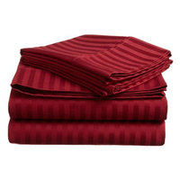 Home City Inc Egyptian Cotton 300 Thread Count Full Sheet Set, Stripe, Plum