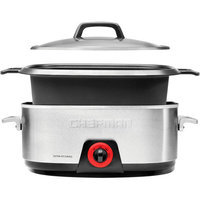 Chefman Slow Cookers 6 qt. Oval Slow Cooker in Black and Silver Metallic Carbon RJ15-6-DC