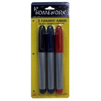 Ddi Permanent Markers - 3 pack - Red, Black, Blue(Case of 48)