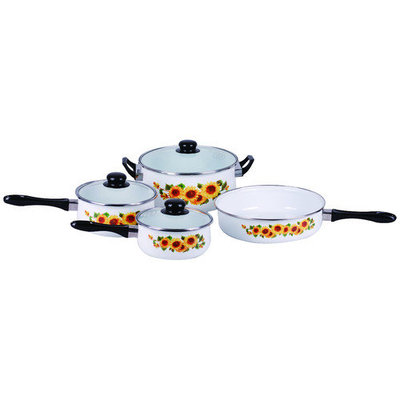 Gourmet Chef Traditional Sunflower Enamel 7 Piece Cookware Set