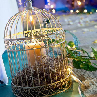 Decorative Bird Cage Centerpiece Ivory