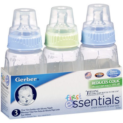 Nuk Gerber First Essential Clear View Bottle Slow Flow Silicone Boys - 5oz - 3pk