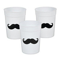 Cool Fun 3-5242 Plastic Mustache Party Tumbler Glasses