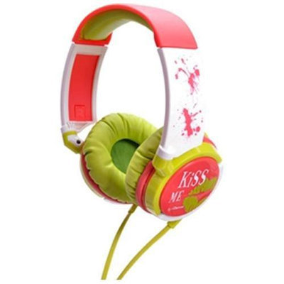 IDANCE KM100 Kiss Me Lightweight Headphones - Red and Green