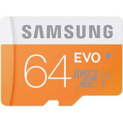 Samsung EVO MB-MP64DA MicroSDXC Memory Card with Adapter - Class 10 - 64GB Memory