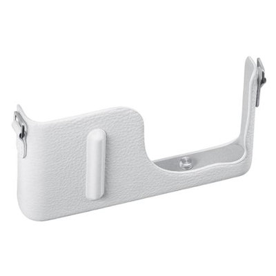 Samsung NX Mini Leather Jacket Case with Shoulder Strap, White