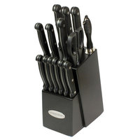 Oceanstar Contemporary 15-Piece Knife Set with Block - Black