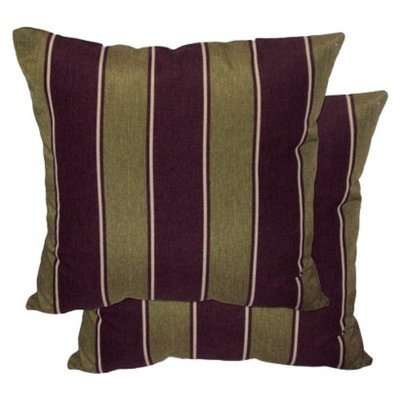 Plantation Patterns 2-Piece Outdoor Toss Pillow Set - Brown/Green Stripe 18