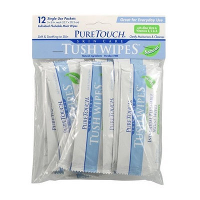 Pure Touch Puretouch Skin Care Tush Wipes Naturals, 12 Count