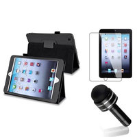 Insten iPad Mini 3/2/1 Case, by INSTEN Black Magnetic Flip Folio Leather Case Cover Stand For iPad Mini 1 2 3 +Pen Protector