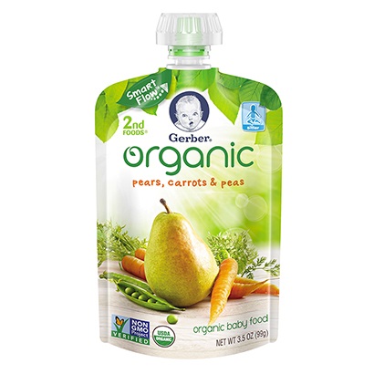 Gerber® Organic 2nd Foods® Pouches Pears, Carrots & Peas