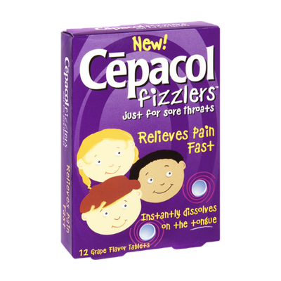 Cepacol Fizzlers Sore Throat Grape Flavor Tablets