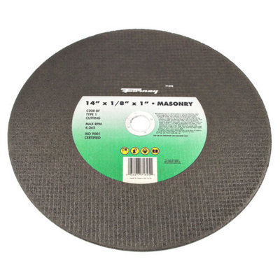 Forney 71895 Chop Saw Blade with 1-Inch Arbor Masonry Type 1 C20R-BF 14-Inch-by-1/8-Inch