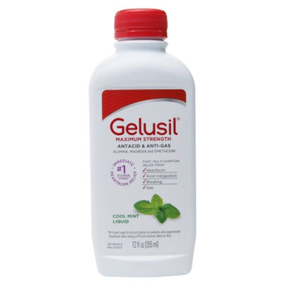 Gelusil Maximum Strength Antacid & Anti-Gas Liquid, Cool Mint, 12 fl oz