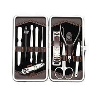 ALICE Manicure / Pedicure Kit, 10 PCS Manicure Set, Leather Grooming Kit