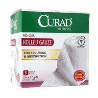 Curad Pro-Sorb Rolled Gauze Sterile Rolls, White, 3 in x 2.5 yds (76 mm x 2.2 m), 5 ea
