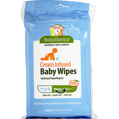 BabyGanics Thick & Kleen Cream Infused Baby Wipes Pack - 40ct