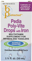 bProtected Pedia Poly Vite Drops with Iron Multivitamin for Infants & Toddlers, Natural Fruit, 1.67 oz