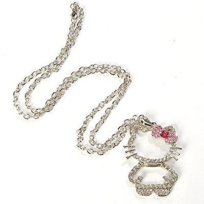 Hello Kitty Figure Necklace Pendant Bowknot Pink