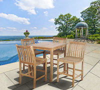 Amazonia Clifton 5 Piece Square Teak Wood Patio Bar Set Brown