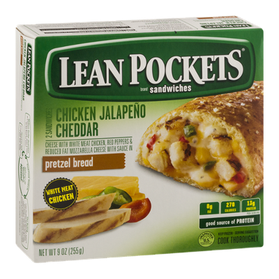 Lean Pockets Sandwiches Chicken Jalapeno Cheddar Pretzel Bread - 2 CT