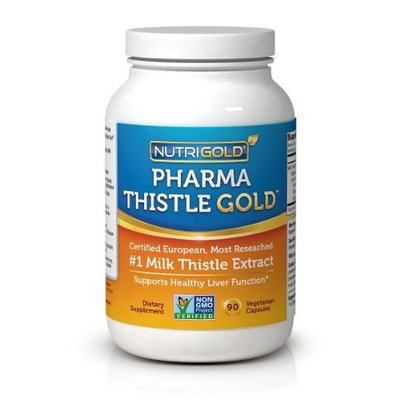 NutriGold Milk Thistle Extract - Pharma Thistle GOLD, 30 to 70:1 Extract with 80% Silymarin (#1 Pharmaceutical Grade Liver Support Supplement for Liver Detox and Cleanse) 90 Vegetarian Capsules