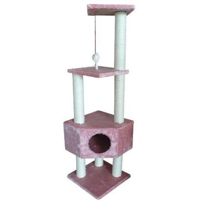 BestPet Cat Tree Condo Scratcher, 52-Inch, Pink