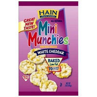 Hain Pure Snax Mini Munchies Mini Rice Snacks, White Cheddar, 3-Ounce Bags (Pack of 12)