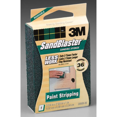 3M 3m 20909-36 36 Grit SandBlaster Paint Stripping Sanding Sponge Block
