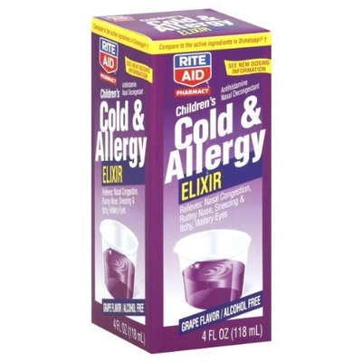 Rite Aid Brand Rite Aid Cold & Allergy Elixir, Children's, Grape Flavor 4 fl oz (118 ml)