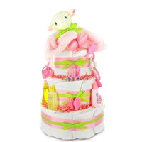 Cashmere Bunny Little Lamb New Baby Girl Diaper Cake - Great Baby Shower Gift Idea for Newborns