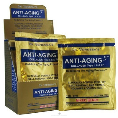 Dr. Venessa's Formulas Anti Aging 3 Collagen Powder Travel Pack Mixed Berry 7 Packets