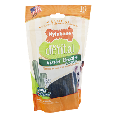 Nylabone Daily Dental Kissin' Breath! Natural Chews - 10 CT