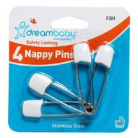 Tee-zed Locking Diaper Pins, Stainless Steel, 4 Pack White