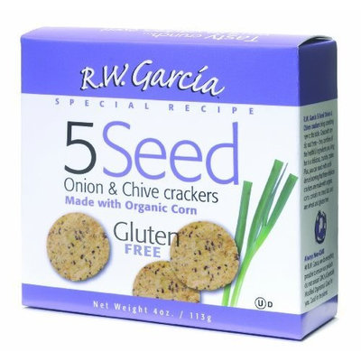 R. W. Garcia 5 Seed Crackers with Onion & Chive with Sea Salt, 4-Ounce Boxes (Pack of 6)