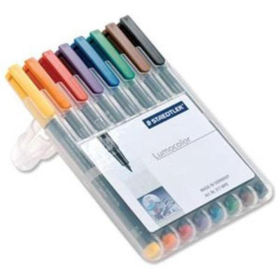 Staedtler Lumocolour OHP Pens, Assorted Colours, Non-Permanent, 0.6mm