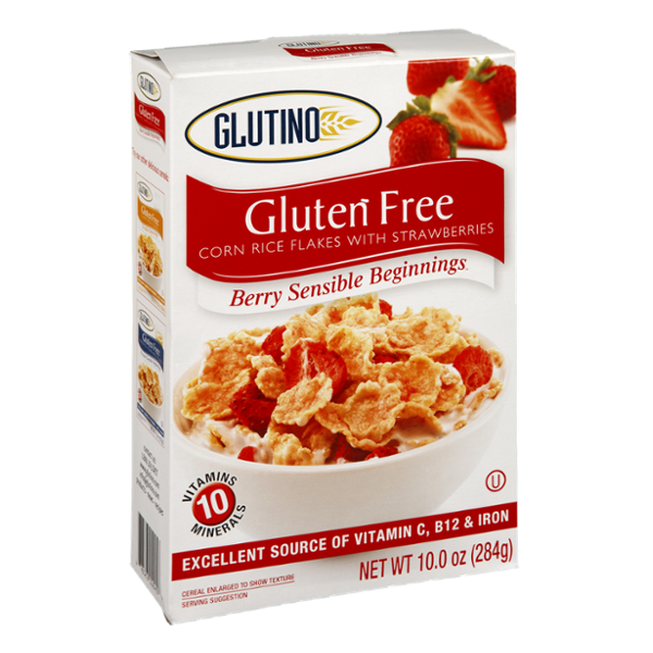 Glutino Gluten Free Berry Sensible Beginnings Corn Rice Flakes with Strawberries