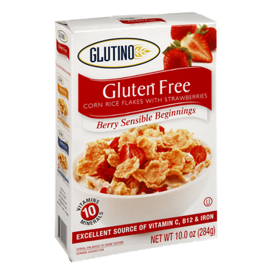 Glutino Gluten Free Berry Sensible Beginnings Corn Rice Flakes with Strawberries