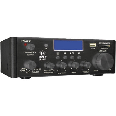 Pyle Home PVA3U 60W Hi-Fi Mini Amp with USB/SD Card Player