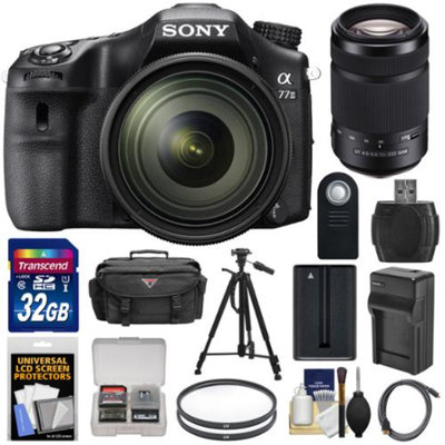 Sony Alpha A77 II Wi-Fi Digital SLR Camera & 16-50mm Lens with 55-300mm Lens + 32GB Card + Battery + Charger + Case + Tripod + Filters + Kit