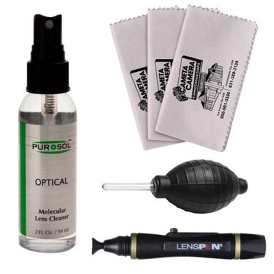 PUROSOL Purosol All Natural Optical Molecular Lens & DSLR Camera Cleaner (2 Fl. Oz.) with Hurricane Blower + Lenspen + 3 Microfiber Cleaning Cloths
